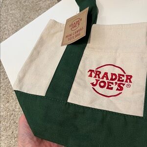 Trader Joe's Mini Canvas Tote Bag Green